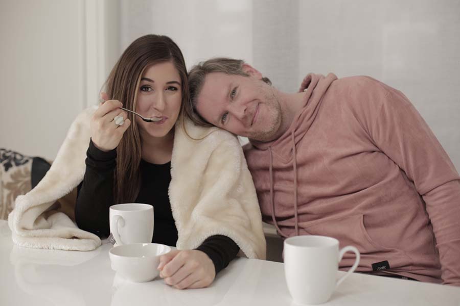 Melissa and Chad with coffee