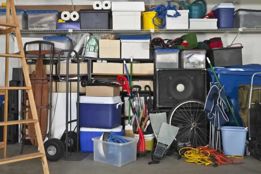 cluttered garage